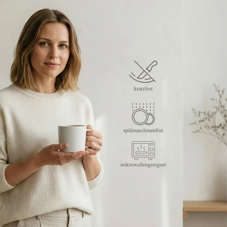 Hausfelder Geschirr-Set Geschirrset 4 Personen Steingut Becher 400ml Kaffeetassen Set (4-tlg), Steinzeug, spülmaschinen- & mikrowellengeeignet, Reaktivglasur – Bild 2