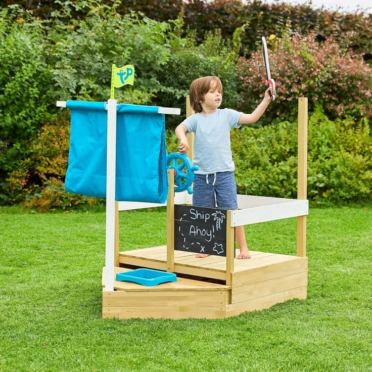 TP Toys 'Ahoy' Sandkasten Schiff, Holz natur, 180 x 92 x 118 cm – Bild 3