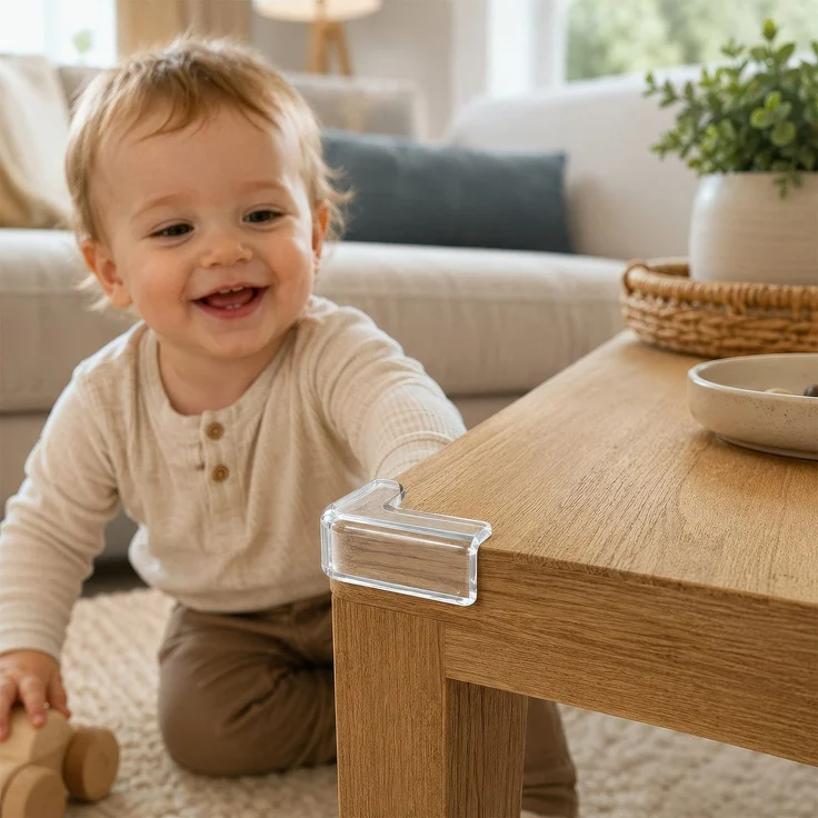BlingBin Kindersicherung 20 Stück transparenter Eckenschutz selbstklebend,L‑, T‑ und rundförmig, weicher Tischkantenschutz, babyfreundliche Kindersicherung für Möbel – Bild 3