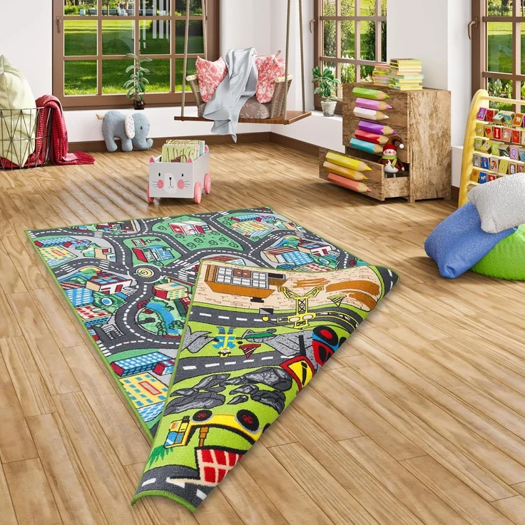 Pergamon Straßenteppich Beidseitig Kinder Spielteppiche für Kinderzimmer und Spielzimmer – Bild 1