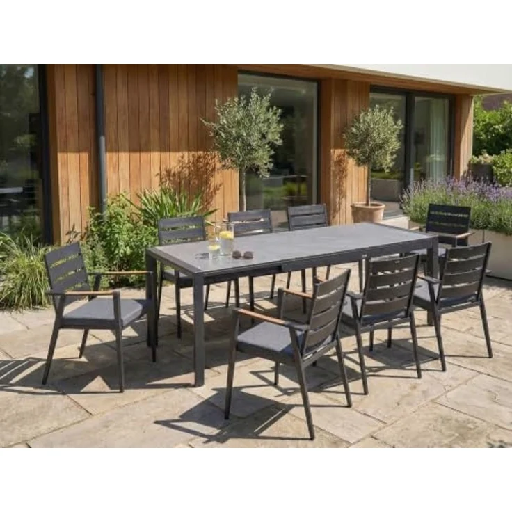 Ausziehbarer Gartentisch BINASCO 160 220 cm 90 cm Steinoptik Grau – Bild 2