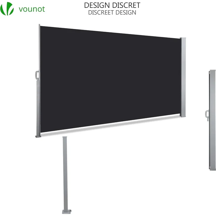 VOUNOT Seitenmarkise Ausziehbar für Balkon, Garten und Terrasse, Sichtschutz, Windschutz, Wasserdicht, Sonnenschutz, 180x300 cm, Schwarz-Anthrazit – Bild 6