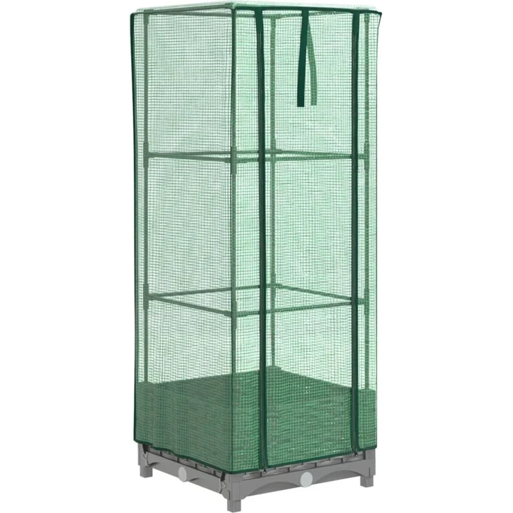 vidaXL Hochbeet mit Gewächshaus-Aufsatz Rattan-Optik 40x40x123 cm 4015851 – Bild 2