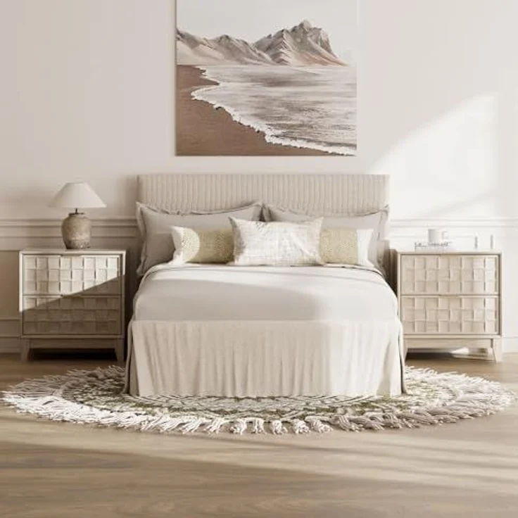COLAMY Nachttisch mit Ladestation, 55,9 cm, moderner Nachttisch mit 2 Schubladen und Schachbrett-Relief, für Schlafzimmer, Schlafsaal und kleine Räume, Eiche in Sonnenfarbe – Bild 3