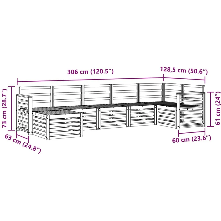 vidaXL Outdoor-Sofagarnitur 7 stk. 6-Sitzer Weiß Solid Acacia Wood 3392204 – Bild 9