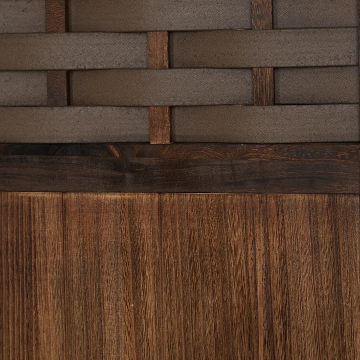 Paravent Raumteiler 3 teilig Holz Trennwand Rattan Optik Sichtschutz Braun – Bild 6
