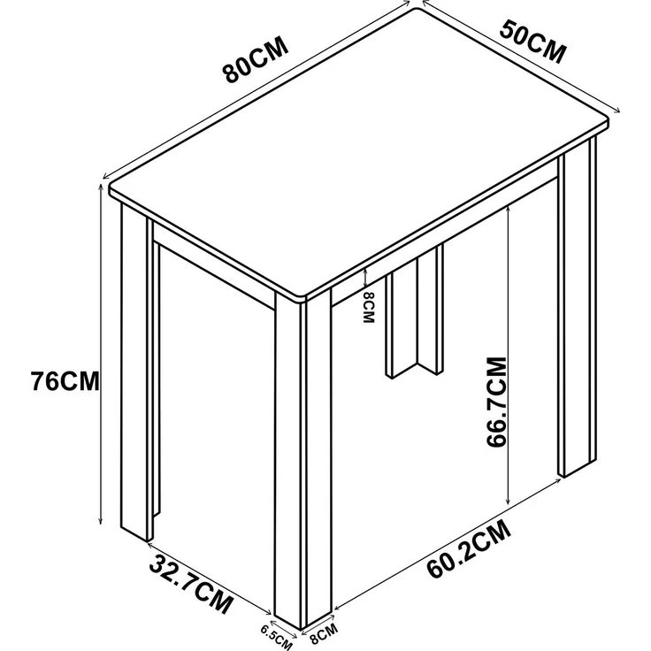 VCM Esstisch Esal 918340 Weiß H. 76 x B. 80 x T. 50 cm – Bild 3