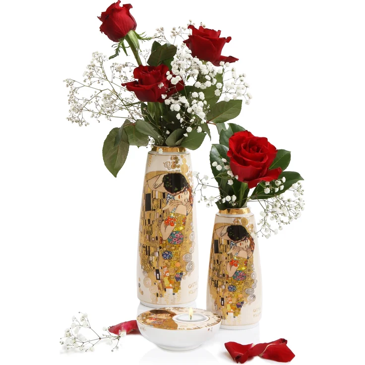 Goebel / Gustav Klimt Der Kuss,Kerzenhalter,12,0cm x 12,0cm x 4,0cm / Porzellan / 12,0cm x 12,0cm x 4,0cm – Bild 2