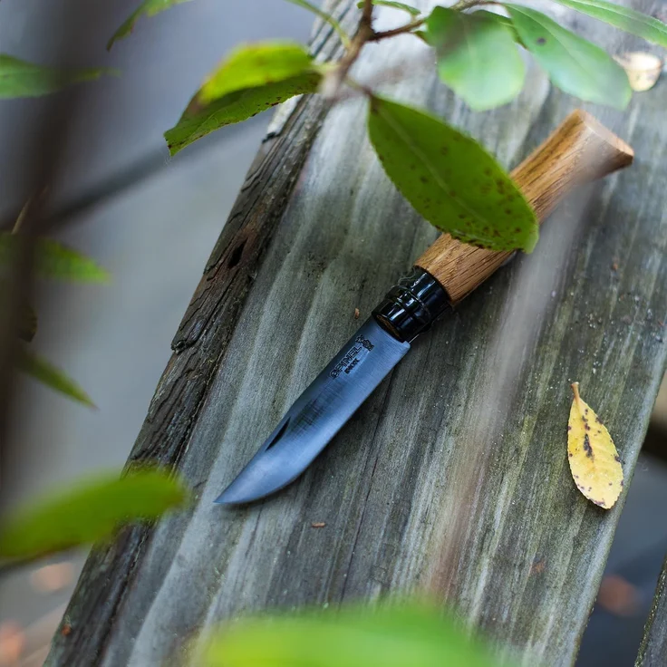 Opinel Tradition Luxury N°08 - Klappmesser - 8.5 cm - mattschwarze Klinge, gelbbraun mit gleichmäßig marmoriertem Griff – Bild 7