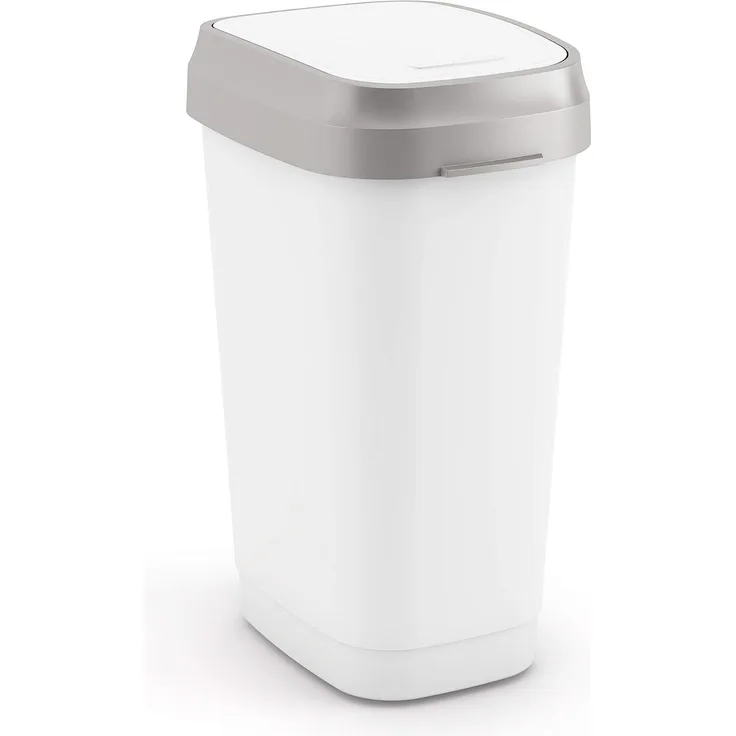 Kis Abfallbehälter Dual Swing 25 Liter in weiß-grau, Plastik, 26x37. 5x48. 5 cm