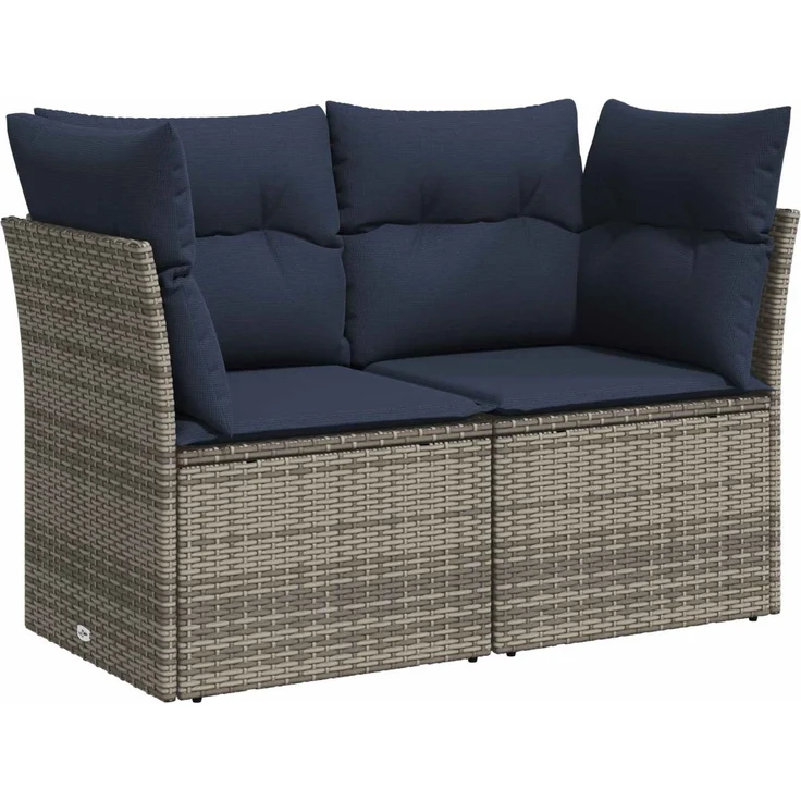 vidaXL Sofa Set 6 stk. Grau und Marineblau Polyrattan und Stahl 3447355 – Bild 3