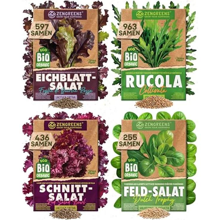 ZenGreens® - Bio Salatgemüsesamen im 10er Set - 10 Salat Gemüse Samen für den einfachen Anbau im Garten, Balkon oder Hochbeet - Pflanzensamen - Saatgut – Bild 14