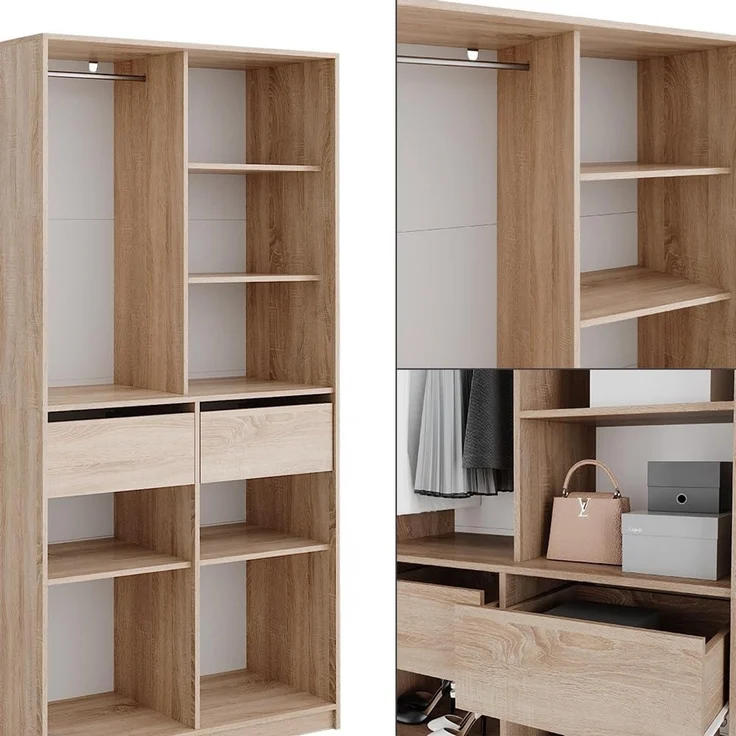 Kleiderschrank Elmo Sonoma 100 x 200 cm mit 2 Schubladen Vicco – Bild 6