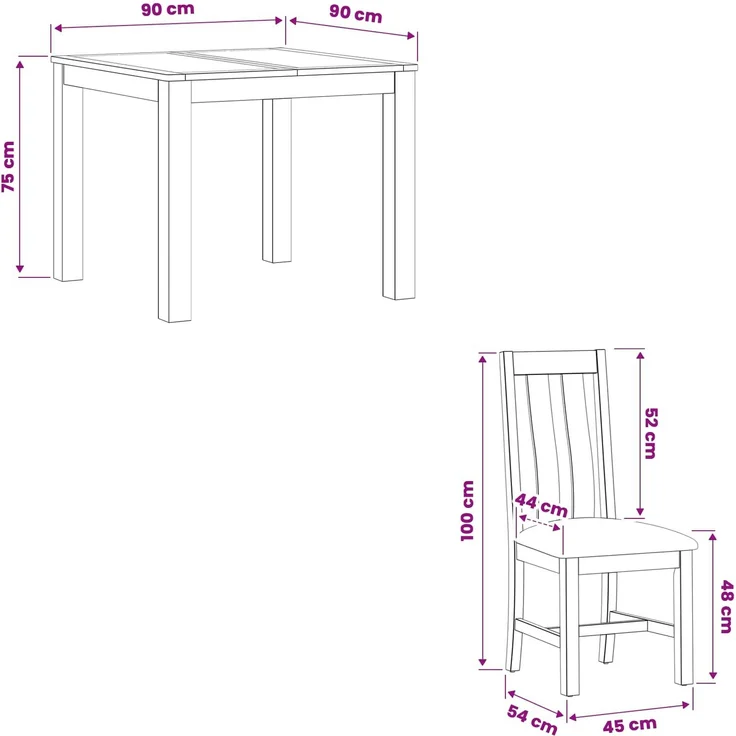 vidaXL Essgruppe BERGEN 3 stk. Schwarz 90 x 90 x 75 cm 3430319 – Bild 8