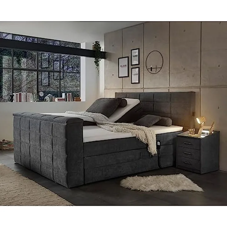 Boxspringbett Dobra 180x200 Anthrazit Motor TV-Halterung