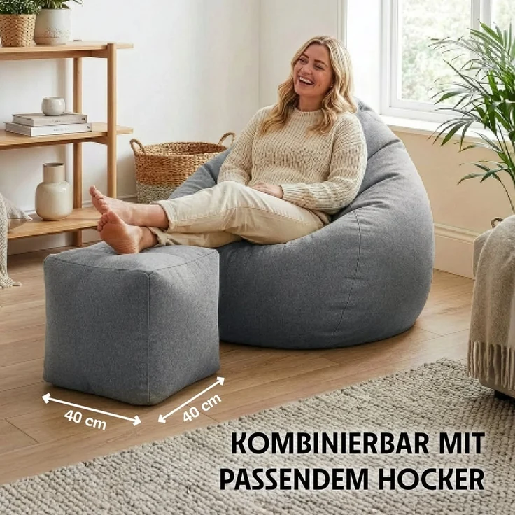 URBANARA Sitzsack 315l grau Basic-Comfort – Bild 7