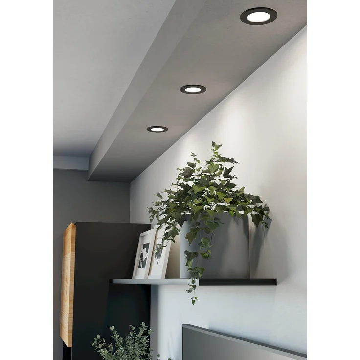 EGLO connect.z 3er-Set Smart-Home LED Bad-Einbaustrahler Fueva 6-Z, flach, Ø 8,6 cm, ZigBee, App und Sprachsteuerung Alexa, RGB, warmweiß-kaltweiß, dimmbar, Metall Einbauspot schwarz, IP44 – Bild 4