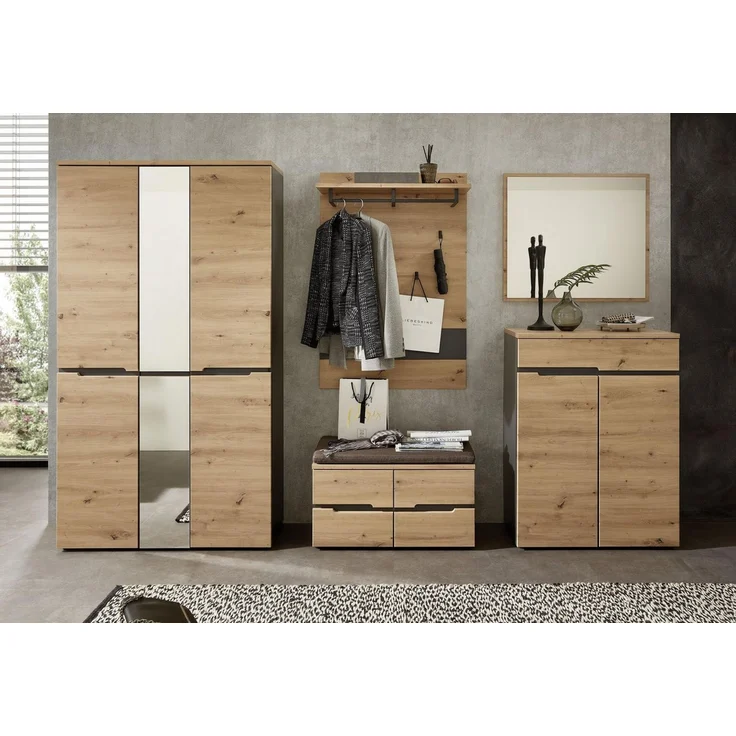 Spiegel Melanie / Memphis, Glas, Holzwerkstoff, Holzfarben, Verspiegelt, 80 x 70 x 3 cm – Bild 2