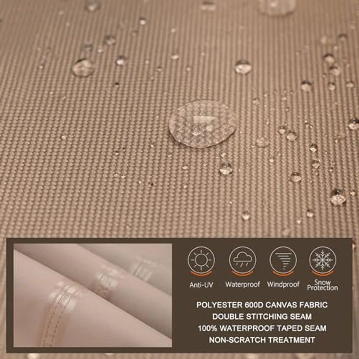 ULTCOVER Quadratische Abdeckung für Terrassentische, robuste 600D-Leinwand, wasserdicht, für Esstisch und Stühle, Allzweck-Möbelabdeckung, Größe 157,5 cm – Bild 4