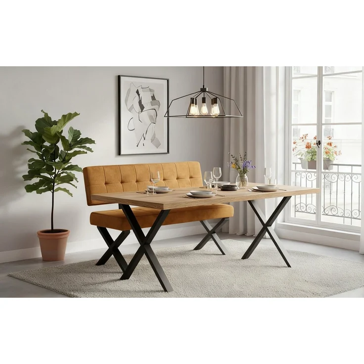B&D home Essbank KAREN (1-St), gepolstert, Metallgestell, mit oder ohne Rückenlehne, in 120/140/160cm – Bild 1