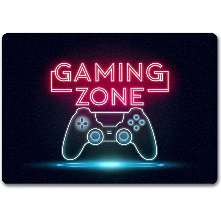 speecheese Fußmatte Gaming Zone Controller Fußmatte in 35x50 cm ohne Rand in Neonschrift