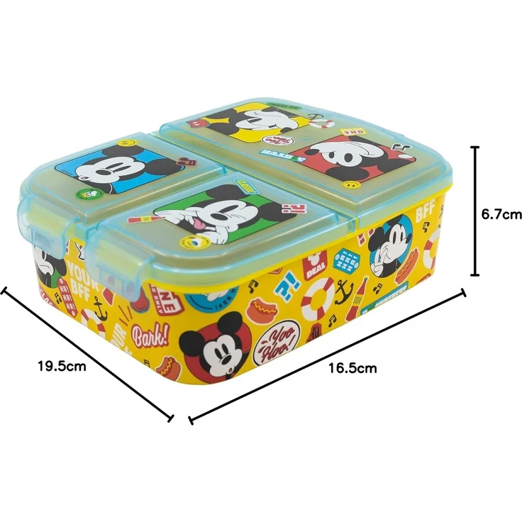Lunchbox für Kinder mit 3 Fächern aus Kunststoff verschiedene Motive Mickey Mouse – Bild 4