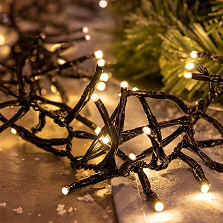hellum LED Lichterkette außen Cluster, 15,98m 800 LED Cluster Lichterkette warmweiß mit Timer, Strombetrieben indoor & outdoor, Weihnachtsbaumbeleuchtung mit Kabel – Bild 10