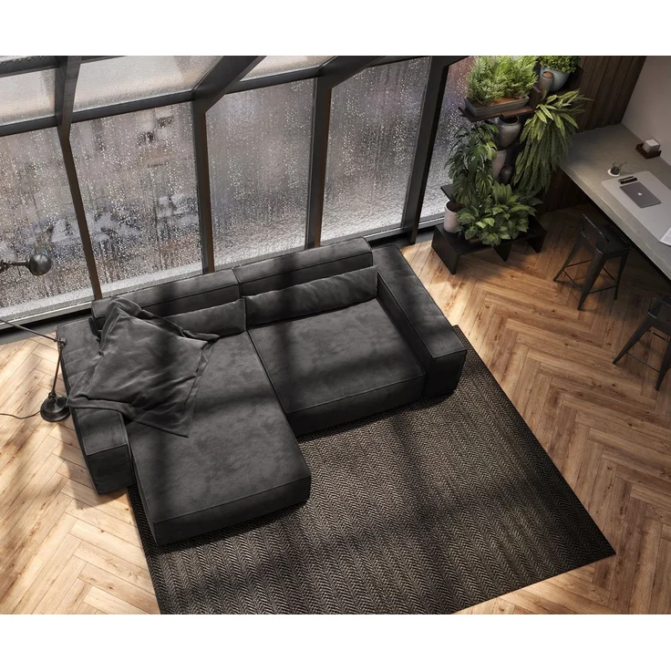 DELIFE Ecksofa Sirpio, Mikrofaser Schwarz 230x155 cm Recamiere variabel – Bild 3