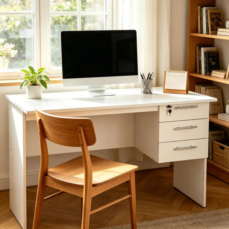 Computer Schreibtisch,Holz Bürotisch,Spieltisch,Nähtisch(nur mit Computer Schreibtisch)--Weiß--120x60x75cm--YOUDENOVA – Bild 3