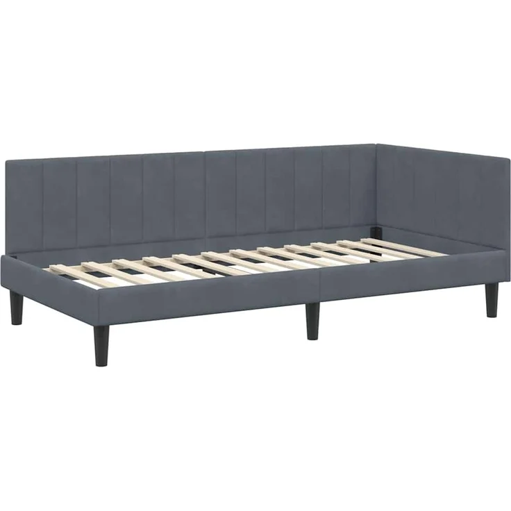 vidaXL Eckbettgestell mit Kopfteil Dunkelgrau 100 cm x 200 cm Samt 42016359 – Bild 3