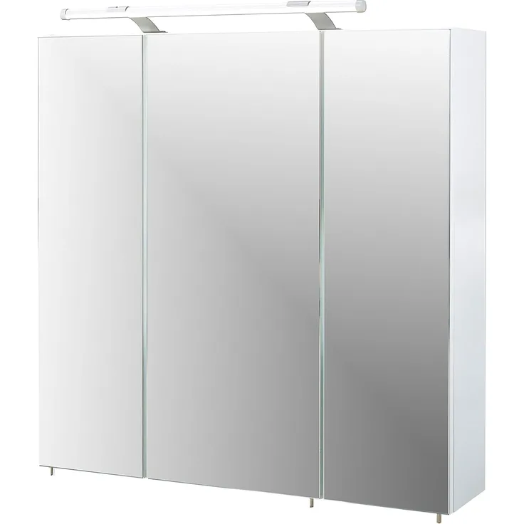 Spiegelschrank Doro / Dorina, Glas, Holzwerkstoff, Weiß, Verspiegelt, 70 x 75 x 16 cm