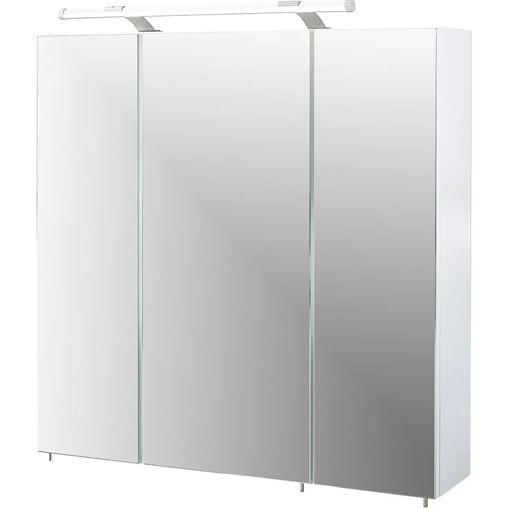 Spiegelschrank Doro / Dorina, Glas, Holzwerkstoff, Weiß, Verspiegelt, 70 x 75 x 16 cm – Bild 1