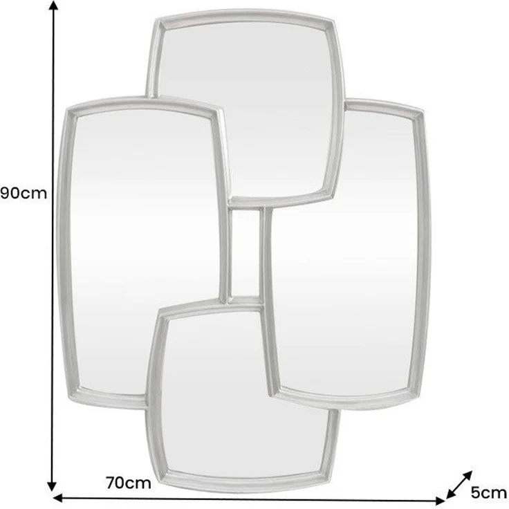 riess-ambiente Wandspiegel QUADRA 90cm silber – vier Spiegelflächen, variabel, Statement Piece (Einzelartikel, 1-St), Spiegel mit Mehrfachoptik – ideal für Flur, Wohn- oder Schlafzimmer – Bild 2