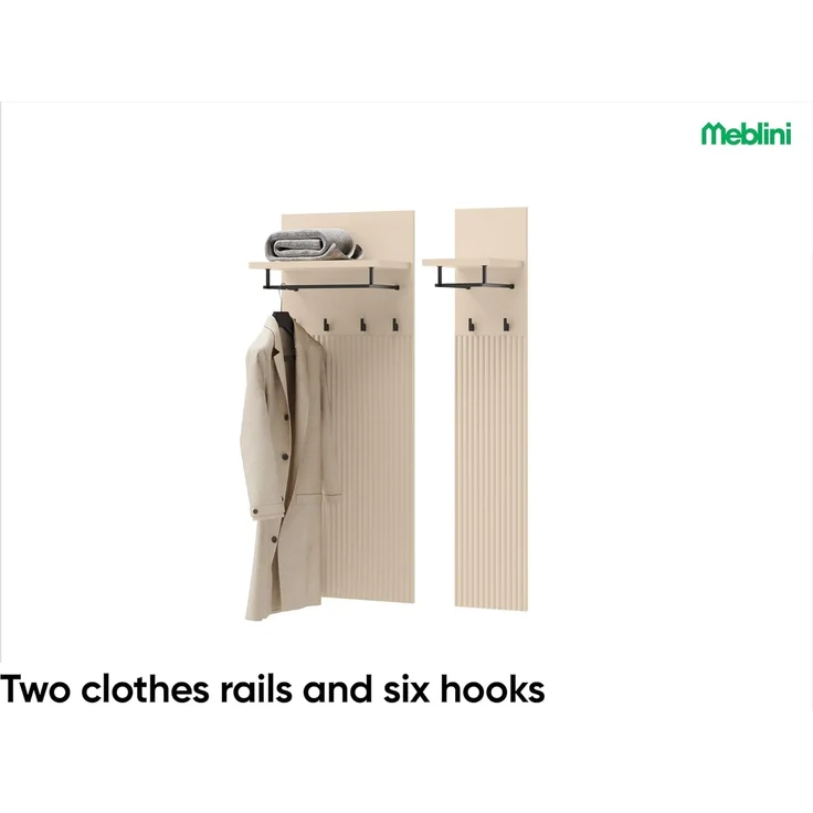 MEBLINI Garderobe Flur Möbel Set mit LED – TREND – Beige/Schwarz – Garderobenschrank Flur mit Spiegel - Garderobe Schrank - Flurgarderobe - Flurschrank hoch – Bild 5
