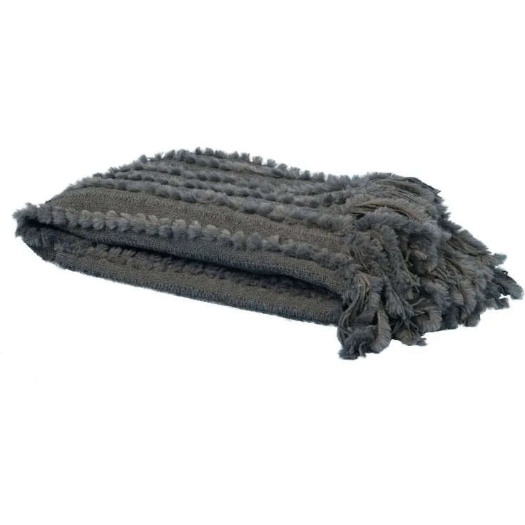 Webpelzdecke Strickdecke Zopfmuster Kuscheldecke Plaid 130x170 Nala grau 40140