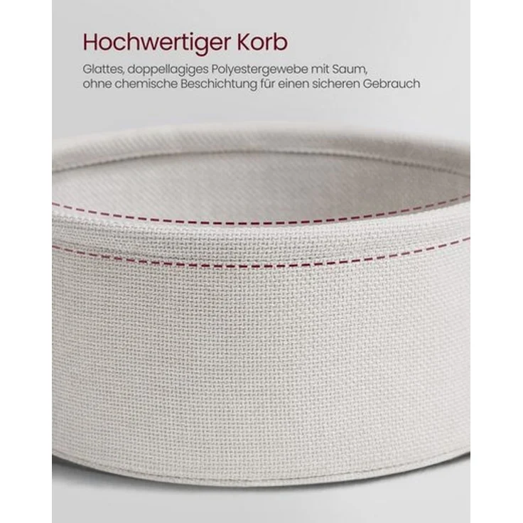 VASAGLE Couchtisch oval, Tisch mit Stauraum, Beistelltisch, Wohnzimmertisch mit Korb aus Stoff, modern, Metallrahmen, zementgrau – Bild 3