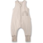 SANETTA Baby-Schlafsack mit Füßen Beige | Praktischer und bequemer Unisex-Schlafsack aus Bio-Baumwolle. Baby-Schlafsack mit Reißverschluss und Regenbogen-Print | Baby Sleeping Bag