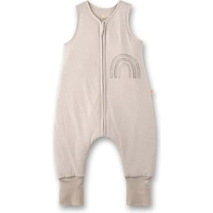 SANETTA Baby-Schlafsack mit Füßen Beige | Praktischer und bequemer Unisex-Schlafsack aus Bio-Baumwolle. Baby-Schlafsack mit Reißverschluss und Regenbogen-Print | Baby Sleeping Bag