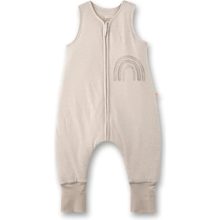 SANETTA Baby-Schlafsack mit Füßen Beige | Praktischer und bequemer Unisex-Schlafsack aus Bio-Baumwolle. Baby-Schlafsack mit Reißverschluss und Regenbogen-Print | Baby Sleeping Bag – Bild 1
