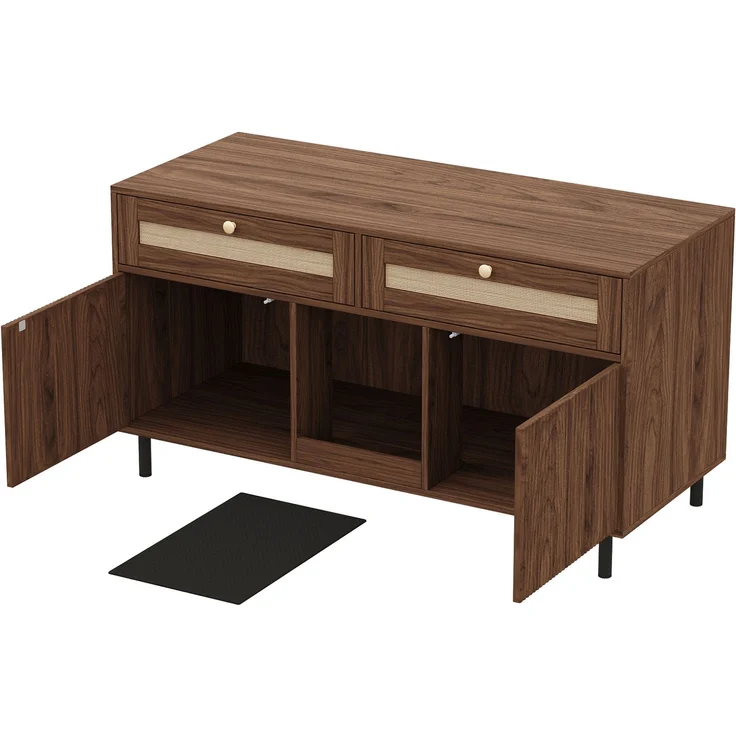 Katzentoilettenschrank 120 x 50 x 65 cm aus MDF mit Schublade und Sandfangmatte – nussbaumfarben – Bild 7