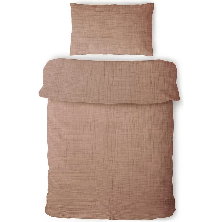 Laynenburg Kinderbettwäsche Musselin 2 teilig aus 100% Baumwolle in 100x135 cm + 40x60 cm, atmungsaktiv & bügelfrei – 3 lagig mit Reißverschluss & Haltebändern
