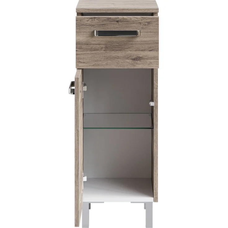Pelipal Badmöbel-Set Quickset 313, Sanremo Eiche - Keramikwaschtisch, Waschtischunterschrank, Spiegelschrank, Unterschrank, Unterschrank – Bild 6