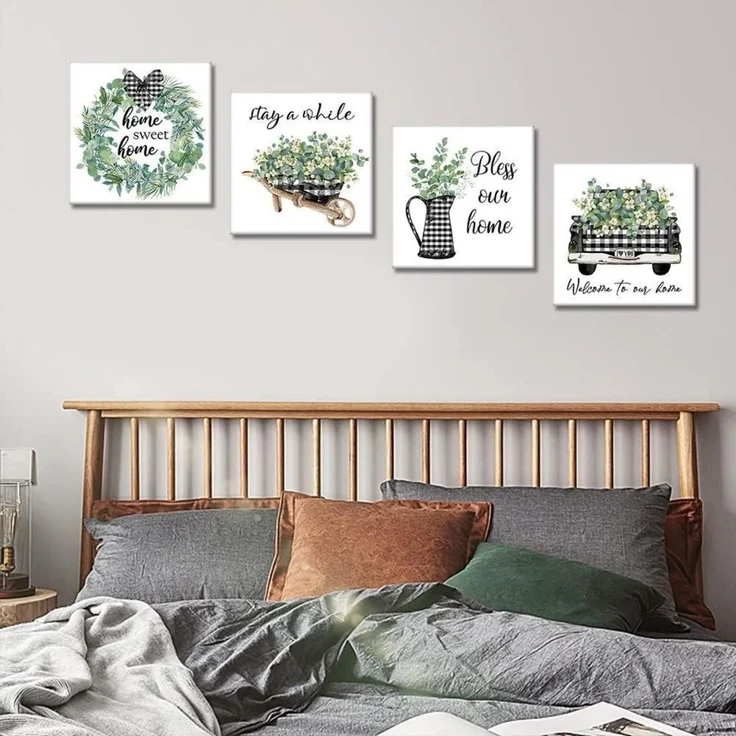 Leinwandbilder 4 Teilig Wandbild Kunstdruck Sweet Home Theme 30x30cm – Bild 7