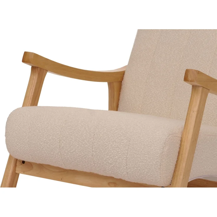 Schaukelstuhl HWC-K10, Relaxsessel, Holz FSC® Stoff/Textil Bouclé (450g/m²) ~ beige, Gestell natur – Bild 6