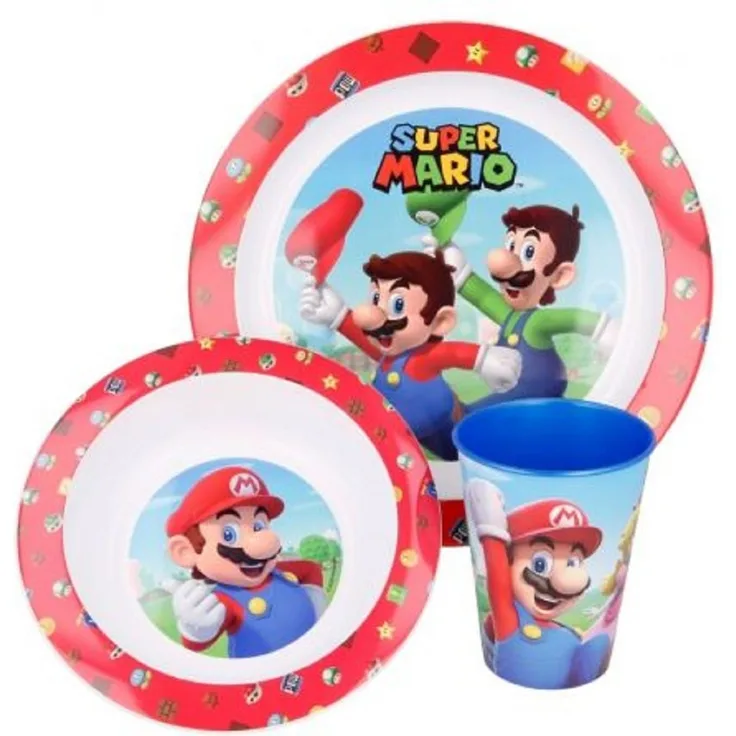 Stor Super Mario Kindergeschirr Set 3-teilig rot - A