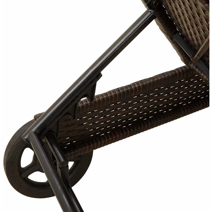 vidaXL Sonnenliege mit Rollen und Auflage Braun Poly Rattan 4104034 – Bild 9