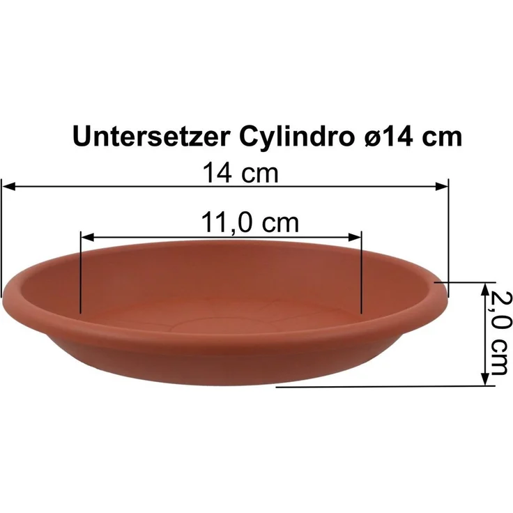 Heimwerkercenter Blumentopf MePla Blumentopf Cylindro ø18cm, Untersetzer ø17cm Terra, Kunstoff – Bild 2