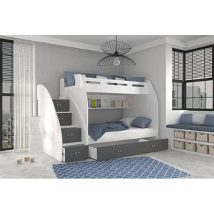 thematys Etagenbett oben 90x200cm, mit Matratze, Grau – Bild 7