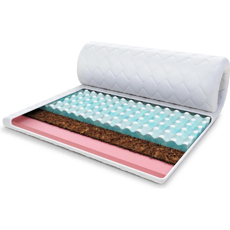 Topper 7x80x200 cm Matratzenauflage mit RavineBlue-Schaum Matratzenschoner Kokosfaser Visco H2 H4