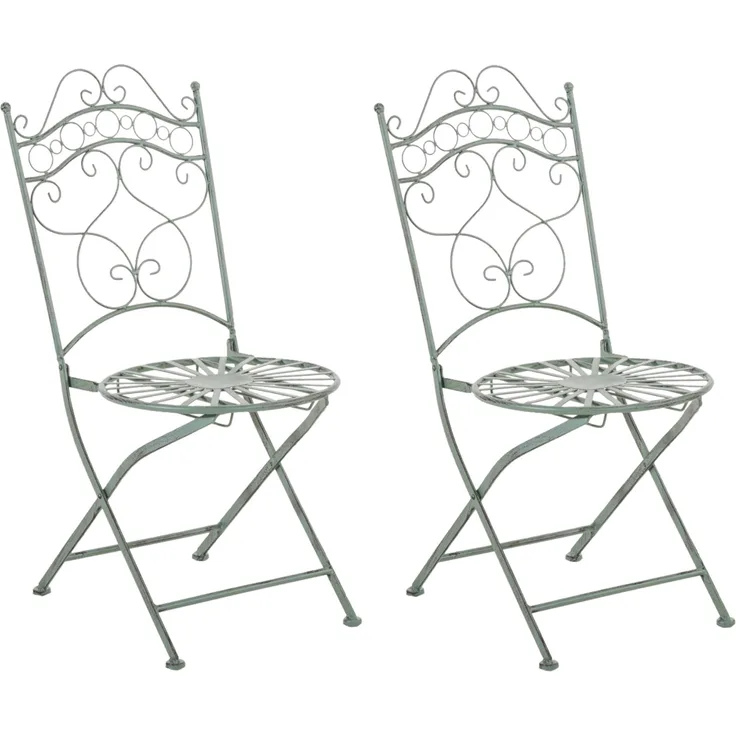 CLP Stühle Indra handgefertigte Gartenstühle aus Eisen,antik-grün